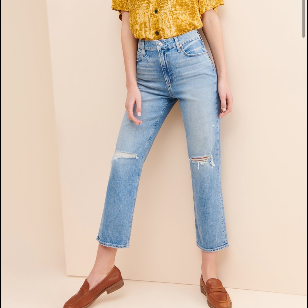 PAIGE Women's Sarah Straight Ankle Jeans sz 27 in Medium blue denim